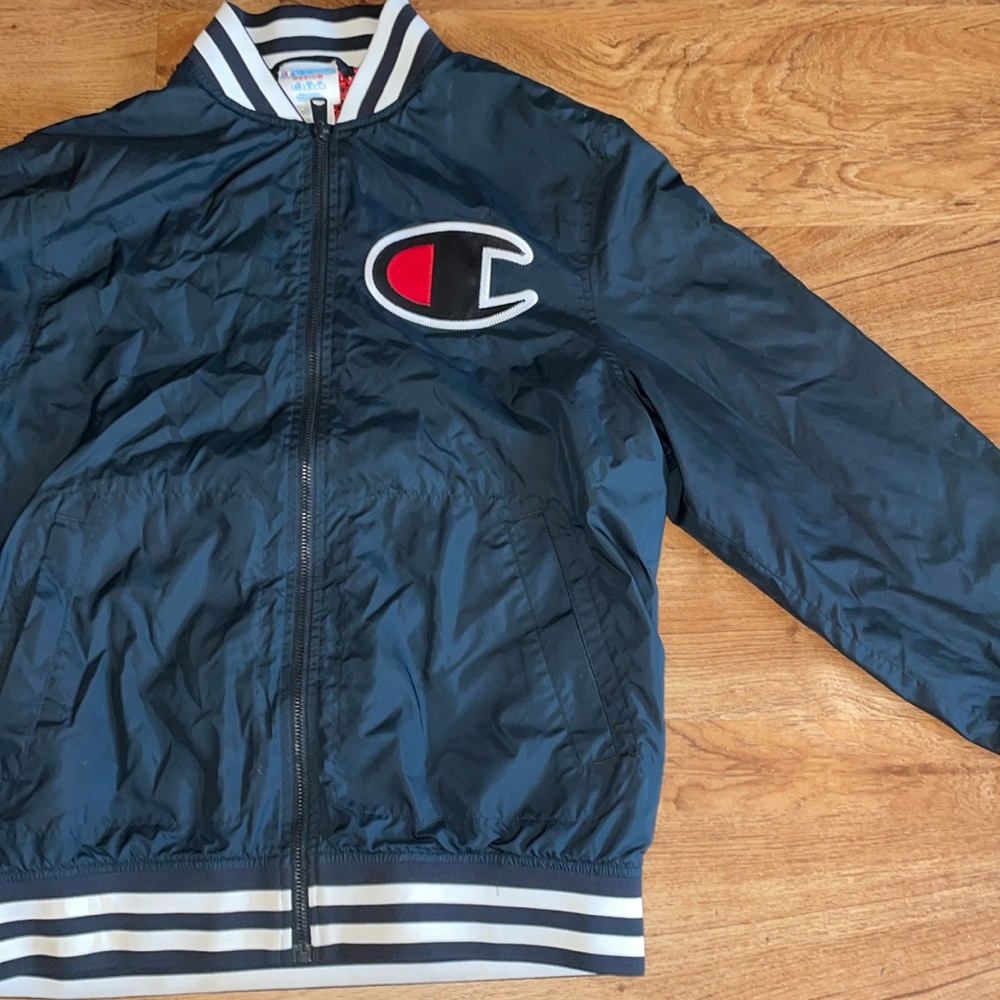 Black Champion Men's Satin Baseball Jacket